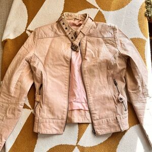 Vintage Baby Pink Leather Jacket